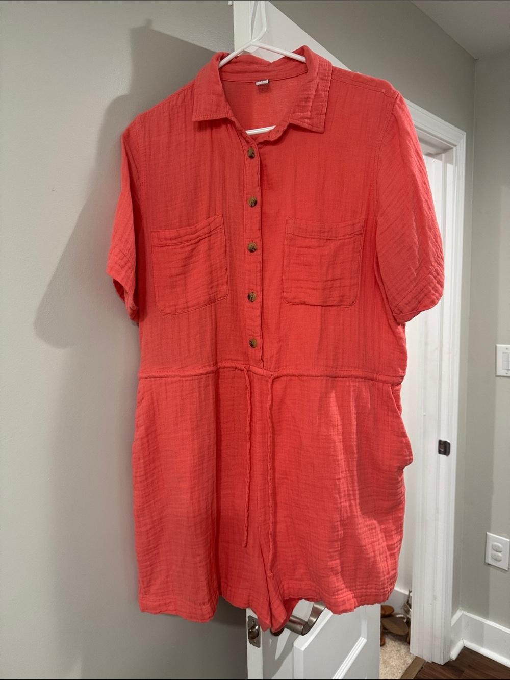 Old Navy Coral Button-Front Romper